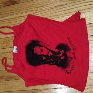Pirates Of Caribbean Cpt. Jack Sparrow Tank Top Red L Distressed